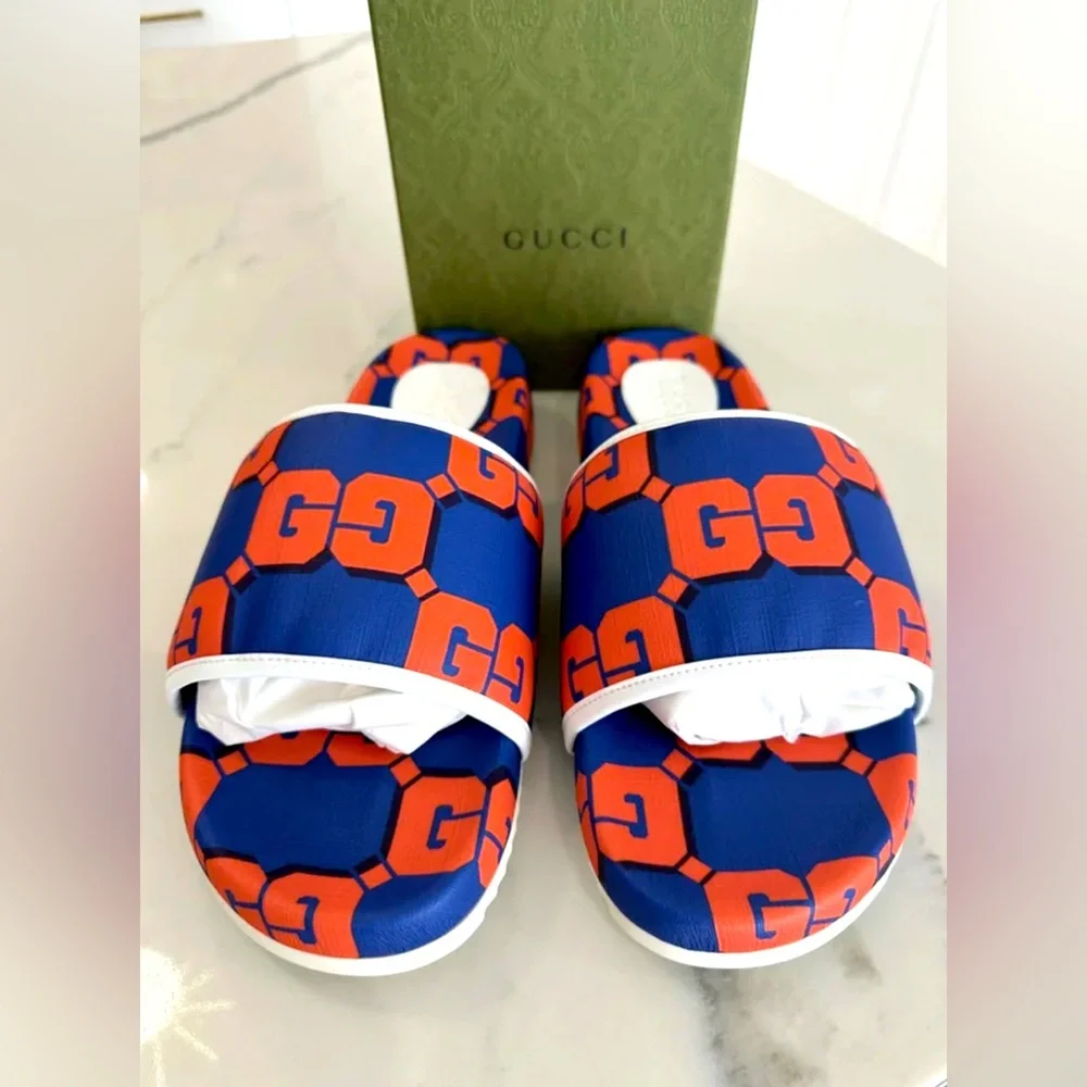 Gucci All Over Logo Slide Sandals